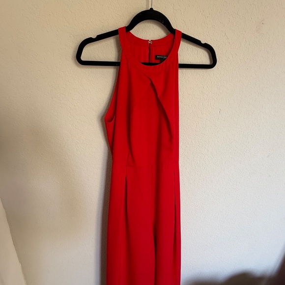 Banana Republic red halter neck wide leg pleated jumpsuit size 6 - Picture 2 of 5